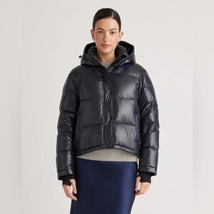Quince Responsible Down Cropped Puffer Jacket Womens Large Shiny Black